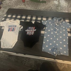 Lot of 3 12 month infant boys patriotic one piece outfits
